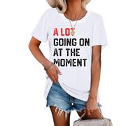 Country Music A Lot Going On at The Moment Shirt for Women Letters Graphic Music City Vacation Shirt Tee Outfits, Red, XXL