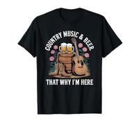 Country Music and Beer Rustic Western Cowboy Guitar & Beer T-Shirt