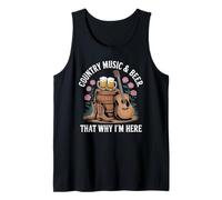 Country Music and Beer Rustic Western Cowboy Guitar & Beer Tank Top