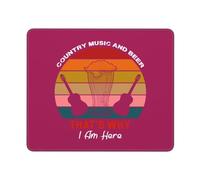 Country Music And Beer That'S Why I Am Here Wine Mouse Mat Small Mouse Pad With Stitched Edges Mousemat For Home Office Travel 25X30Cm