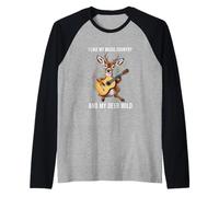 Country Music Deer Hunts Hunting Hunter Guitar Wildlife Raglan Baseball Tee
