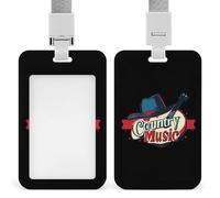 Country Music ID Badge Holder Name Card Holders Photocard Case with Lanyard for Teacher Nurse Office