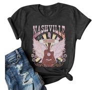 Country Music Shirt for Women Vintage Nashville Tennessee Graphic Tshirts Rodeo Western Short Sleeve Tee Tops 2025 New Blouses for Women UK Tops for Women UK