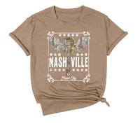 Country Music Shirt for Women Vintage Nashville Tennessee Graphic Tshirts Rodeo Western Short Sleeve Tee Tops 2025 New Blouses for Women UK Tops for Women UK