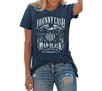 Country Music Tshirt for Women Vintage Nashville Tennessee Graphic Shirts Music Lovers Summer Vacation Top Shirt Tee, Blue, S