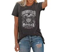 Country Music Tshirt for Women Vintage Nashville Tennessee Graphic Shirts Music Lovers Summer Vacation Top Shirt Tee, Dark Grey, L