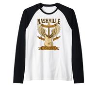 Country Music Women Tee Nashville Music City Guitar Wings Raglan Baseball Tee