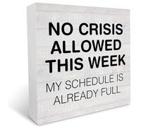 Country No Crisis Allowed This Week Wood Box Sign Desk Sign Office Wood Block Sign Desk Decorations for Home Office Shelf Table Decoration Funny Boss Gift 5x5 Inch