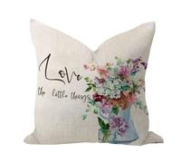 Country Outdoor Pillow Covers 26x26 Love The Little Things Watercolor Floral in Mason' Jar Home Decoration Decorative Cushion Cases Beautiful Colorful Flowers Linen Pillowslip for Bedroom Bench Garden