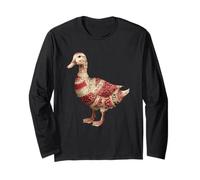 Country Patchwork Duck Retro Floral Quilting Aesthetic Long Sleeve T-Shirt