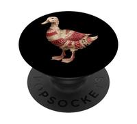 Country Patchwork Duck Retro Floral Quilting Aesthetic PopSockets Adhesive PopGrip