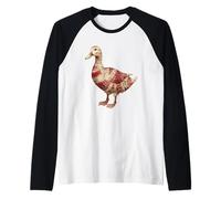 Country Patchwork Duck Retro Floral Quilting Aesthetic Raglan Baseball Tee