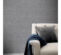 Country Plain Textured Hessian Fabric - Dark Grey 295000 - Arthouse Wallpaper