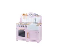 Bigjigs- Country Play Kitchen-Pink Kitchen Toys, Multicolor (T0229)