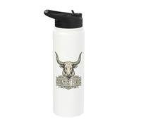 Country Pride Bull Head Western Cowboy Farm Animal Rustic Stainless Steel Insulated Water Bottle