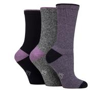 Country Pursuit 3 Pairs Ladies Water Repellent Midweight Outdoor Socks for Hiking & Walking - 4-8 UK - Navy / Lilac