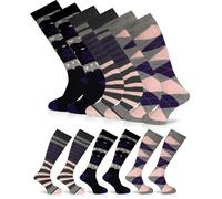 COUNTRY PURSUIT Mega_JumbleSale® 3/6 Pairs of Ladies Wellington Welly Boot Socks | Women Warm Winter Festival Adults Wellies Long Socks (4-8, 6x Pairs Random Design/Colours)