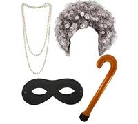 COUNTRY PURSUIT Mega_JumbleSale® Adult Women Ladies Gangsta Granny Costume Gangster Prisoner Burglar Fancy Dress Hen Night Parties Book Day Week Outfit