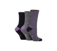 Country Pursuit Women's 3 Pairs Water Repellent Midweight Outdoor Socks for Hiking & Walking in Purple | Size: 4-8 Country Pursuit Purple 4-8