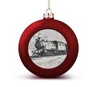 Country Railway Train Christmas Balls Ornaments 2PCS Christmas Tree Hanging Ball Personalization Red-Style Xmas Trees Ball Pendant for Holiday Party Decoration Supplies