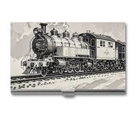 Country Railway Train Metal Business Card Case for Men Women Slim Pocket Purse Multi Wallet Professional Pocket Card Holder for Name Card Credit Card, style, One Size