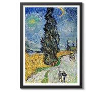 Country Road In Provence By Night Vincent Van Gogh Print, Classic Famous Oil Painting Print, Modern Art Exhibition, Home Decor Wall Art, Archival Matte, A1 (Black Frame) - 84.1x59.4cm