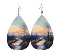 Country Road Leather earrings, European and American style earrings for young women, birthday gifts/Valentine's Day gifts