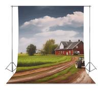 Country Road with Farm And Tractor Backdrop Background for Photography High Density Polyester Fabric Background Banner Seamless Photo Booth Prop Backdrop 56"x98" for Birthday Party Decor Photoshoot Ba
