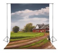 Country Road with Farm And Tractor Backdrop Background for Photography High Density Polyester Fabric Background Banner Seamless Photo Booth Prop Backdrop 56"x118" for Birthday Party Decor Photoshoot B