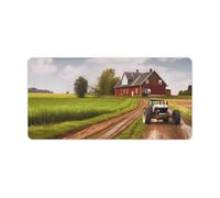 Country Road with Farm and Tractor Desk Pad Waterproof Writing Mouse Pad Non-Slip Laptop Desk Protector Large Office Desk Mat Computer Keyboard Rubber Mat for Work Home Decor 12" X 24"