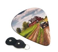 Country Road With Farm And Tractor Guitar Picks 6-Pack - Pick Set (0.46mm / 0.71mm / 0.96mm) Suitable For Guitar And Ukulele Playing