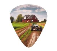 Country Road With Farm And Tractor Guitar Plectrums, 12 Pcs Lightweight Guitar Plectrums, 0.46mm/0.71mm/0.96mm Thickness For Acoustic Guitar Acoustic Electric Guitar Ukulele Bass