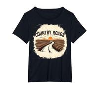 Country Roads Mens Rural Sunset Graphic T-Shirt, Women's Plus, Black, 6X