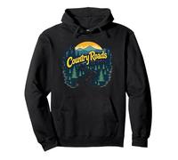Country Roads Old Row Nostalgia for Men Pullover Hoodie, Adult Unisex, Black, L