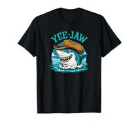 Country Shark Yee Jaw Cowboy Hat Humor Western Ocean Vibes T-Shirt