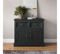 Mercers Furniture Country Carbon 2 Door 2 Drawer Sideboard Cabinet Solid Wood Pine Wooden Dark Grey Cupboard Storage