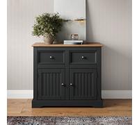 Country Sideboard 2 Door Solid Wooden Pine Wood Painted Charcoal Dark Grey