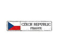 Country Souvenir Czech Republic Vintage Metal Wall Sign City Souvenir Prague Capital City Wall Art Decorative Signs Vintage Decor National Flag Metal Signs for Laundry Room Living Room 18x4in