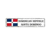 Country Souvenir Dominican Republic Vintage Metal Wall Sign City Souvenir Santo Domingo Capital City Wall Art Decorative Signs Vintage Decor National Flag Aluminum Sign for Garage Bar Door 18x4in