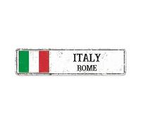 Country Souvenir Italy Retro Style Metal Tin Sign City Souvenir Rome Capital City Hanging Novelty Signs Farmhouse Decor National Flag Retro Wall Sign for Front Porch Living Room Bedroom 12x3in