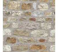Country Stone Effect Wallpaper Arthouse Brown One Size