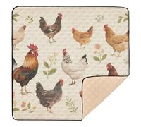 Country Style Cock Hen Large Non-Slip Baby Activity Play Mat for Indoor Outdoor Waterproof Padded Baby Mat for Babies Infants Toddlers, 50'' x 50''
