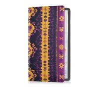 Country Style Flower Pattern Purple and Yellow Premium Leather Car Registration & Insurance Card Holder Wallet Accessories Case for ID, Driver's License, Key Contact Information Cards