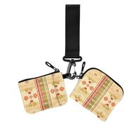 Country Style Flower Pattern Red and Green Women's Change Wallet Card Cases Slim Detachable Women's Money Organizers with Keychain for Women 2 Packs