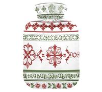 Country Style Flower Pattern Red Green hot Waterbottle with Soft Cover, 1L Water Bag for Arthritis