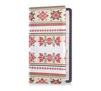 Country Style Flower Red and Green Leather Car Registration and Insurance Holder Document Wallet for ID, Driver's License, Key Contact Information Cards