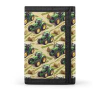 Country Style Green Tractor Print Wallet for Men, Small Men's Bifold Wallet, 8 Credit Card Holder Slim Minimalist Front Pocket