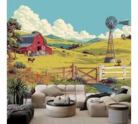 Country Style Nature Farm Windmill Barn Murals, Multicolored Photo Wallpaper for Bedroom Living Room Bathroom Office Dining Room Children's 400x280cm Artwork Background Wall Stickers - Custom Murals