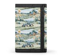 Country Sunflower Tractor Print Wallet for Men, Small Men's Bifold Wallet, 8 Credit Card Holder Slim Minimalist Front Pocket