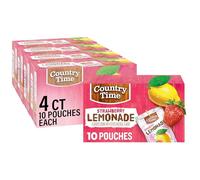Country Time Strawberry Lemonade Ready to Drink Flavored Drink Pouches, 40 ct Pack, 4 Boxes of 10 Drink Pouches